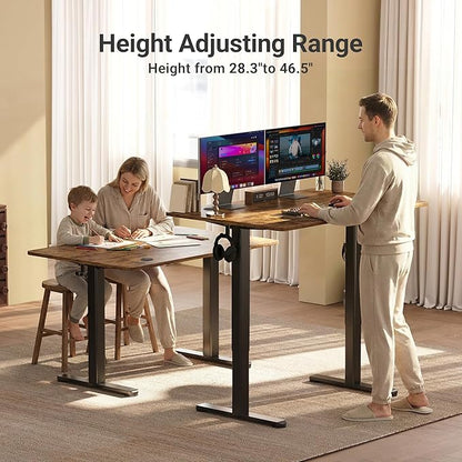 Claiks Electric Height Adjustable Stand Up Desk, 32x19 Inches Sit Stand Desk for Home Office, Rustic Brown Top/Black Frame
