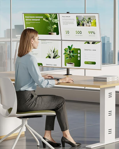 monTEK Quad Monitor Stand Mount, Fully Adjustable Desk Mount for 4 Screen up to 17”-32” and 22lbs Capacity Each Arm, Stable Monitor Arm with C Clamp and Grommet Base, VESA 75x75mm/100x100mm