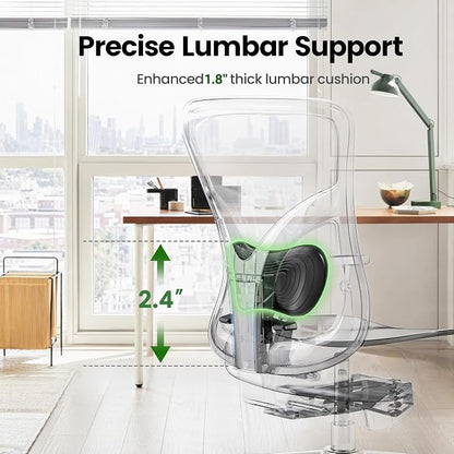 Marsail Ergonomic Office Chair with Lumbar Support,2D Headrest, Adjustable Armrests, Contoured Seat Cushion,Desk Chair with Wheels for Home and Office