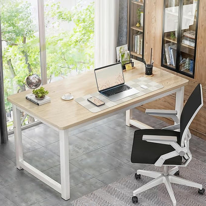 AFIING Leather Desk Mat, 31.5"x12", White Grey | Non-Slip Rubber Base, Easy Clean Surface, Desk Protection, Office & Home