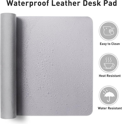 Aothia Large PU Leather Desk Pad Protector – Non-Slip Mouse Pad & Writing Mat for Office/Home, Waterproof, Easy to Clean (Smoky Lavender, 48" x 17")