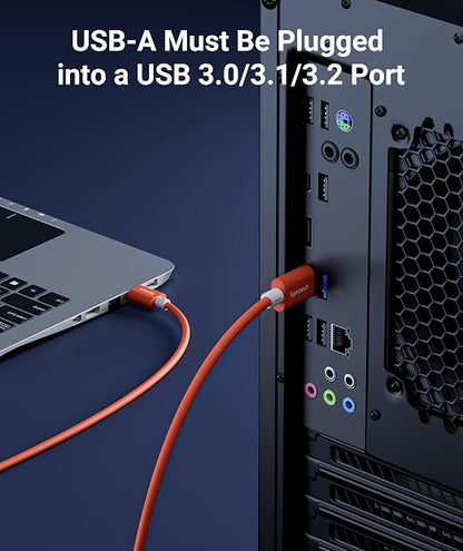Syntech Link Cable 16 FT Compatible with Meta Quest 3S/Oculus Quest 3, Quest2/Pro/Pico4 Accessories and PC/SteamVR, High Speed PC Data Transfer, USB 3.0 to USB C Cable for VR Headset, Blood Orange
