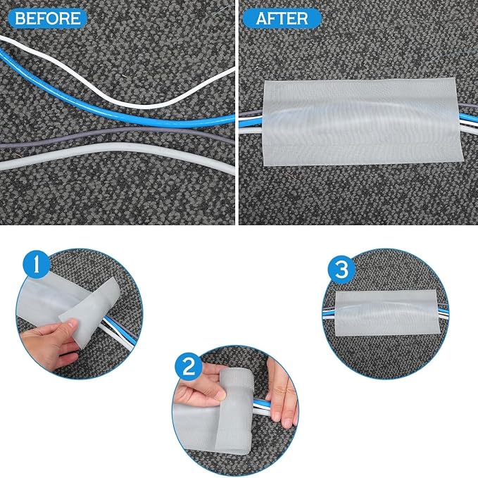 WILLBOND Carpet Cord Cover Cable Protector Floor Cover Cable Protector Management Only for Commercial Office Carpet(9.84 ft,Grey)