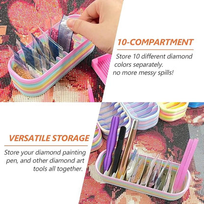 10-Compartment Diamond Art Storage Case: Organizer for Diamond Painting Tools & Accessories – Easy-to-Use, Space-Saving, Spill-Proof. Ideal Craft Enthusiast Gift (Color-4)