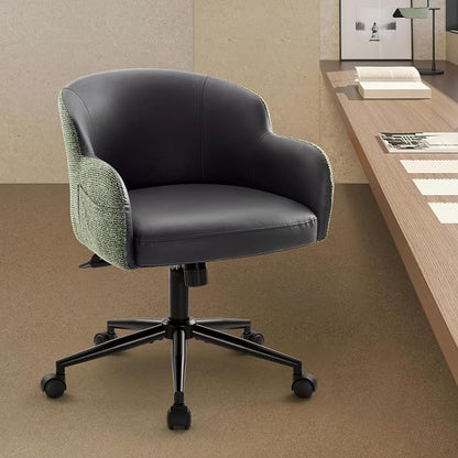 IWMH Modern Office Desk Chair, Criss Cross Chair with Wheels and Arms, Height Adjustable Swivel Office Chair for Home Office, Living Room, Bedroom, Green & Black
