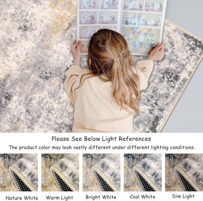 Lahome 2x4 Runner Rug for Hallway, Washable Soft Runner Rug Non Slip, Easy Clean Stain Resistant Carpet for Entryway, Laundry, Bedroom, Helps Soften Footstep &Protect Floors, 2 x 4 Grey