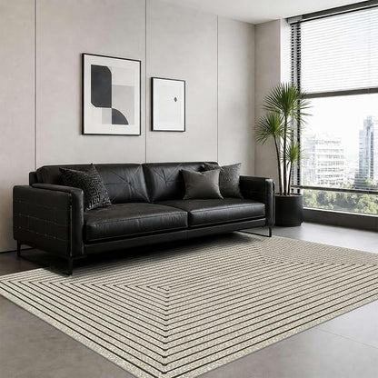 Latte&Fog 4x6 Rug for Living Room, Modern Abstract Beige Washable Area Rug, Boho Non Slip Low Pile Throw Carpet for Indoor Bedroom, Dining Room, Office, Dorm, Classroom, Farmhouse and Kids Room