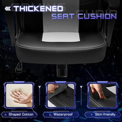 Office Gaming Chair Leather Computer Chairs High Back Ergonomic Adjustable Racing Game Desk Chair Executive Conference Chair (White)