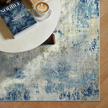 Lahome Modern Abstract Living Room Rug, Washable 8x10 Area Rugs for Bedroom Stain Resistant Non Slip, Large Blue Soft Indoor Carpet for Dining Room Table Apartment, Blue/Grey