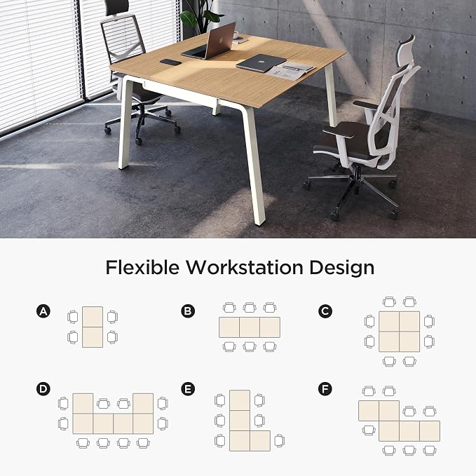 Modular Computer Office Desk, Modern Style Small Study Writing Workstation Table for Home & Business, Team Desk – 4 Person (94" x 47")