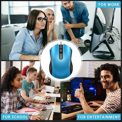 Hoteam 12 Pcs Light Blue Wired Computer Mouse Bulk Cord USB Computer Mice Ergonomic Wired Mouse for Pcs, Computers, Laptops, Gaming Office Home Supplies