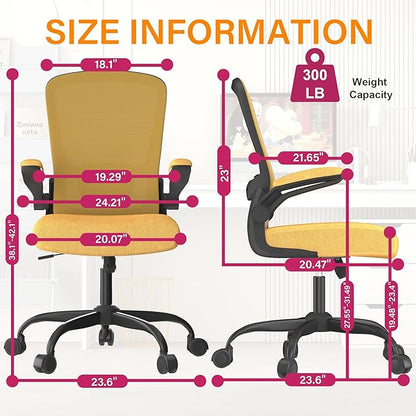 Mimoglad Office Chair, Ergonomic Desk Chair with Adjustable Lumbar Support, High Back Mesh Computer Chair with Flip-up Armrests- Task Chairs, Executive Chair for Home Office
