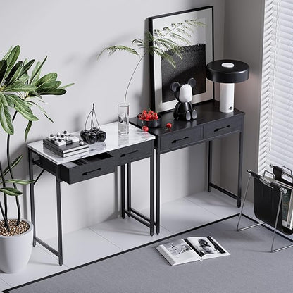 Pamray 32 Inch Small Computer Desk with 2 Drawers for Bedroom Study Writing Home Office Table for Small Spaces Vintage
