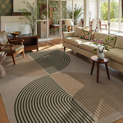 Lahome Modern Rainbow Easy Jute Rug, 6x9 Rug for Living Room Washable Indoor Outdoor Patio Rug, Farmhouse Rug for Bedroom Non Slip Contemporary Carpet for Backyard Deck Office Decor
