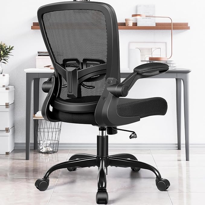 FelixKing Office Chair - Ergonomic Desk Chair with Adjustable Height, 360° Swivel, Flip-up Armrests, Flexible Tilt, Comfy Breathable Cushion and Fabric, Lumbar Support, for Home Conference Room Office