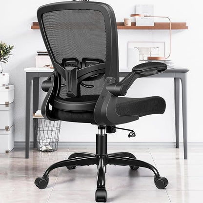 FelixKing Office Chair - Ergonomic Desk Chair with Adjustable Height, 360° Swivel, Flip-up Armrests, Flexible Tilt, Comfy Breathable Cushion and Fabric, Lumbar Support, for Home Conference Room Office