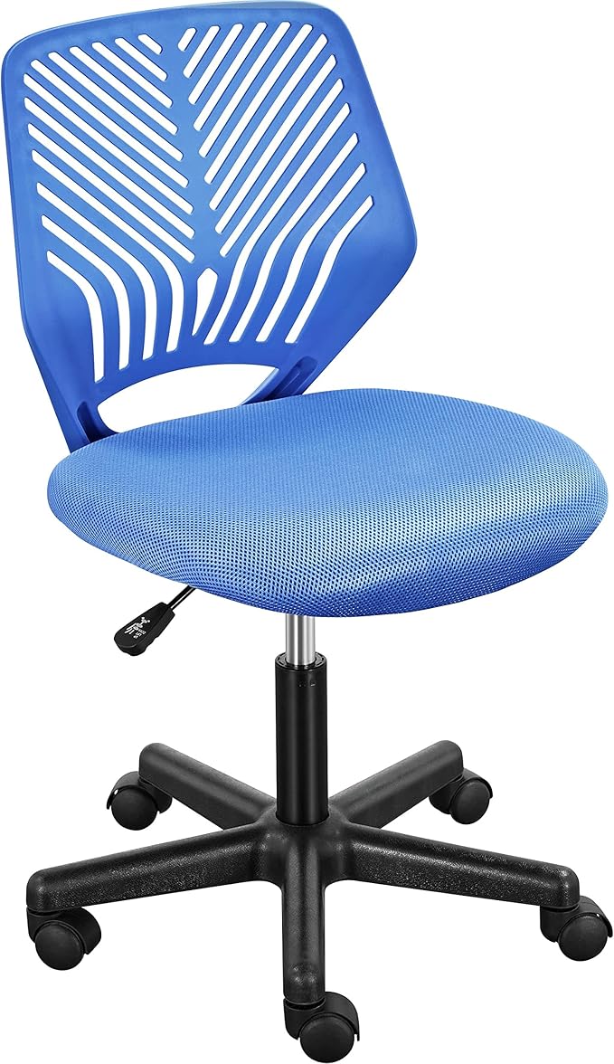 Topeakmart Armless Office Chair Mid Back Mesh Desk Chair Adjustable Height with Lumbar Support for Small Spaces, Blue