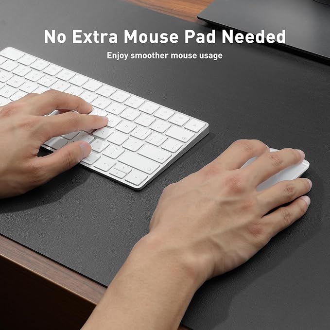 Aothia Leather Desk Pad Protector, Mouse Pad, Office Desk Mat, Non-Slip PU Leather Desk Blotter, Laptop Desk Pad, Waterproof Desk Writing Pad for Office and Home (48"x17", Gray)