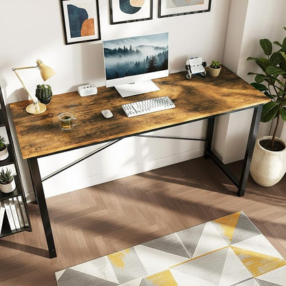 OLIXIS 40 Inch Computer Office Desk for Small Spaces, Writing Gaming Work Desk Modern Study Table with Storage Bag & Headphone Hook Home Bedroom, Rustic Brown