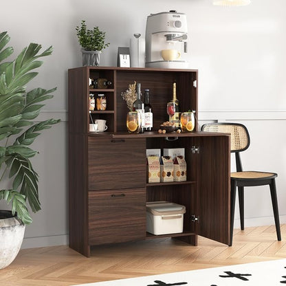 Foldable Desk Cabinet with Storage Drawers & Shelves, Multi-Functional Space-Saving Organizer for Home/Office/Dorm