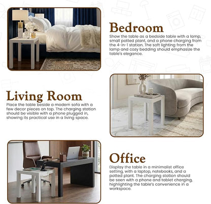 Kings Brand Furniture Zayne Modern Square Wood Parsons Side End Table for Bedside Use, Nightstand, Bedroom, Living Room, or Office (White)