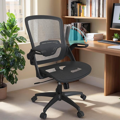 Full Mesh Ergonomic Home Office Computer Desk Chair with Flip Up Arms Height Adjustable Swivel Wheels for Adult