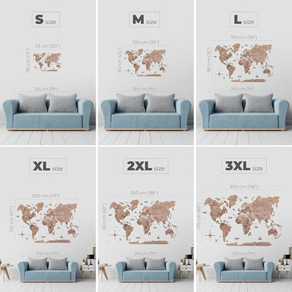 Enjoy The Wood 3D Wooden World Map Wall Art - Large Travel Map with Pins for Art Decor - Decorative Map of the World for Home, Office - Travel Wall Art Housewarming Gift Idea (Terra, M, Unframed)
