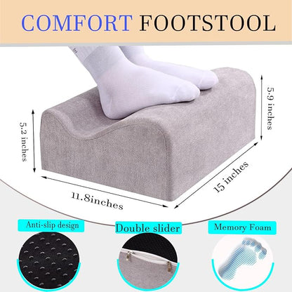 Work Foot Rest Under Desk,Comfort Foot Rest for Couch | Foot Rest For Under Desk at Work,At Soft Ergonomic Footrest, Support Foot Pillow,Heel Chair,Leg Elevation Pillow Light Grey