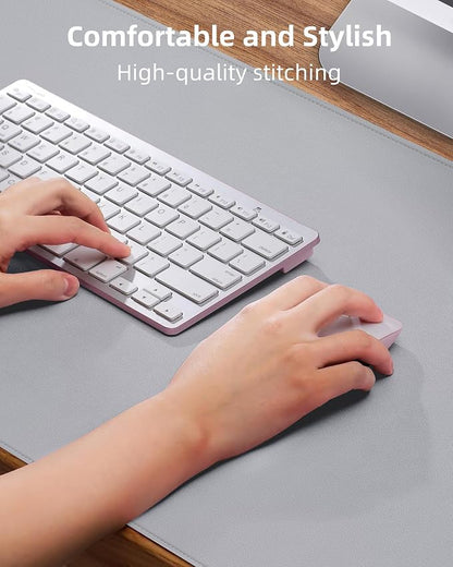 AFIING Leather Desk Pad Protector- 48" x 17" Office Desk Mat, Non-Slip PU Leather Mouse Pad, Waterproof Desk Blotter Mat, Desk Cover Mat for Office and Home (Light Grey)