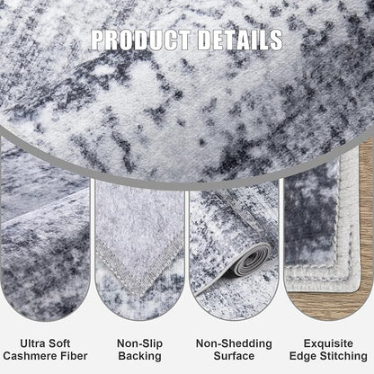 10x14 Area Rug Living Room Rug: Washable Modern Abstract Soft Thin Rug Indoor Floor No Slip Stain Resistant Carpet for Bedroom Dining Room Farmhouse Nursery Home Office - Grey