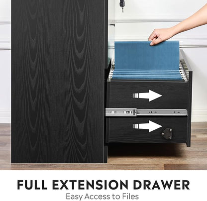 DEVAISE 2-Drawer Wood Lateral File Cabinet with Lock for Home Office, Black