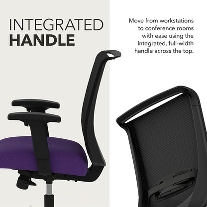 HON Convergence Ergonomic Office Chair with Mesh Back, Adjustable Arms, Lumbar Support, Synchro‑Tilt Desk Chair with Wheels for Home Office or Computer Use, Black Frame, Iris