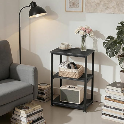 VECELO Tall End Side Table,30" Height Nightstand with 3-Tier Storage Shelf for Living Room Bedroom Office Hallway Study