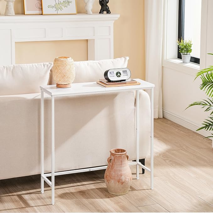HOOBRO Narrow Console Table, 29.5" Small Entryway Table, Thin Sofa Table, Side Table, Display Table, for Hallway, Bedroom, Living Room, Foyer, White WW75XG01