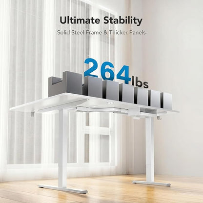HUANUO Dual Motor 71x48 inch L Shaped Electric Standing Desk with 3 Preset Heights, Electric Height Adjustable Computer Table, 2 Hooks & Cable Tray, Raising Desk for Home Office, White
