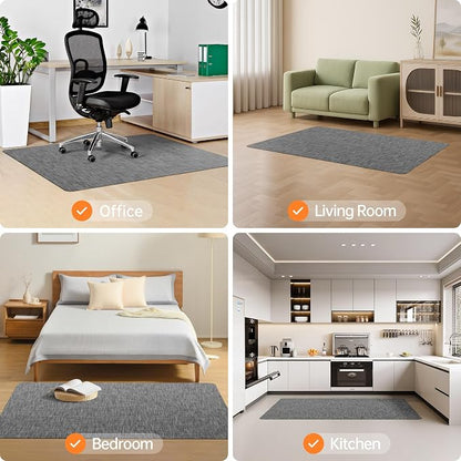 Office Chair Mat, 46" x 60" Computer Chair Mat for Hardwood Floor, Non-Curve Anti Slip Hard Floor Protector for Rolling Chair, PVC Mat Desk Rug for Home Office