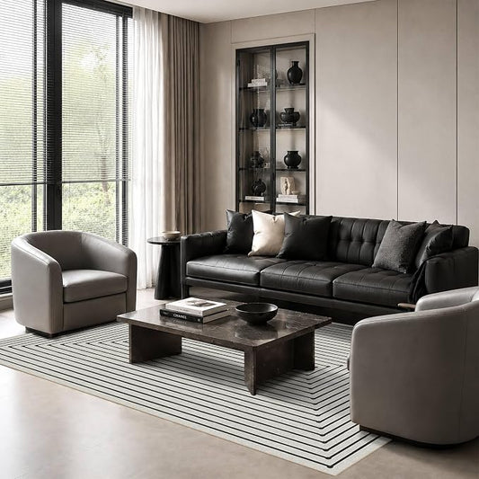 Latte&Fog 4x6 Area Rug for Bedroom Washable Rug Carpet for Living Room | Washable, Non Slip, Low Pile, Modern Abstract Boho Style, for Living Room Bedroom Dining Room Office Dorm, Ivory 4'x6'