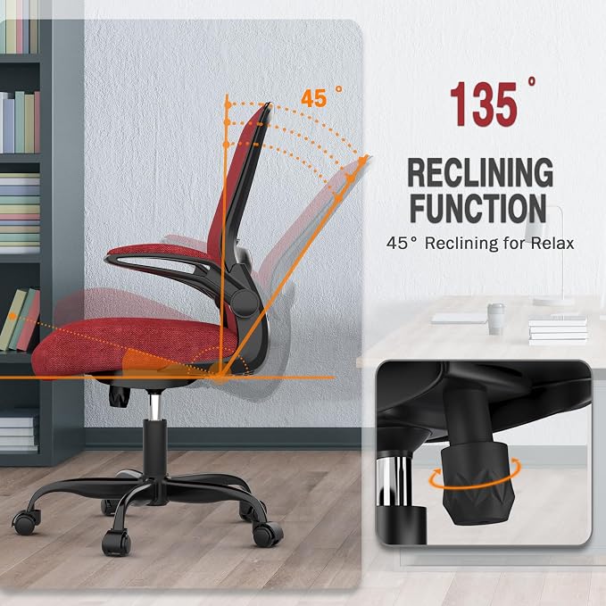Mimoglad Office Chair, Ergonomic Desk Chair with Adjustable Lumbar Support, High Back Mesh Computer Chair with Flip-up Armrests-Task Chairs, Executive Chair for Home Office