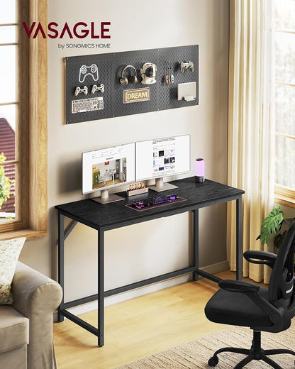 VASAGLE Computer Desk, Office Work Desk, 47.2 x 19.7 x 29.9 Inches, for Study, Bedroom, Home Office, Living Room, Ebony Black and Ink Black ULWD212B101