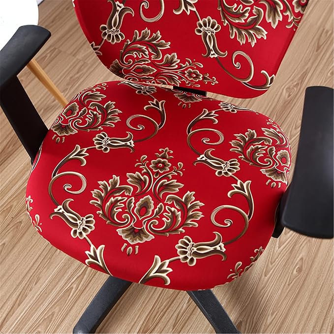 Jinzio Computer Office Chair Cover - Split Protective & Stretchable Cloth Polyester Universal Desk Task Chair Chair Covers Stretch Rotating Chair Slipcover (Red)
