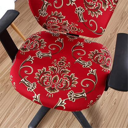 Jinzio Computer Office Chair Cover - Split Protective & Stretchable Cloth Polyester Universal Desk Task Chair Chair Covers Stretch Rotating Chair Slipcover (Red)