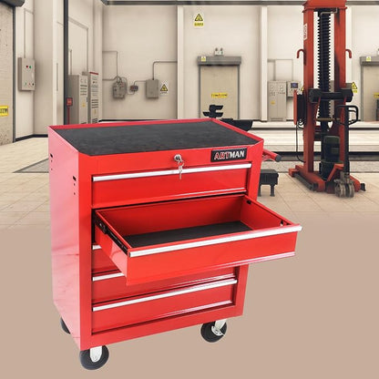 RYH 5 Drawers Rolling Tool Chest & Tool Box on Wheels | Heavy Duty Metal Cart with Ball Bearing Drawers | Fits US General Tool Box for Garage Storage (Red, 5 Drawers（29.9" H × 24.2" W × 12.9" D)