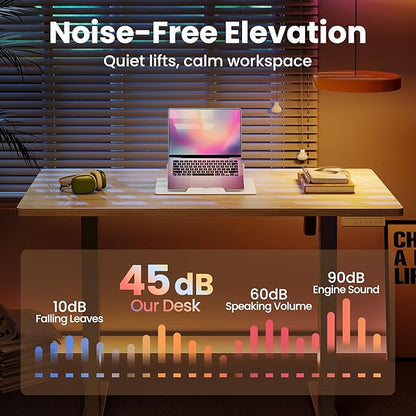 HUANUO Electric Standing Desk, 40 x 24 Inch Height Adjustable Computer Desk with Storage Bag, 4 Height Memory Settings, Sit Stand Up Desk for Home Office, Light Walnut