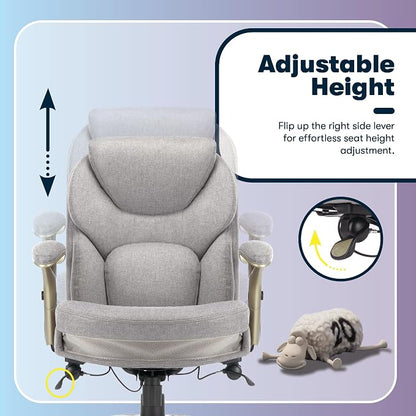 Serta Ergonomic Executive Office Chair Motion Technology Adjustable Mid Back Design with Lumbar Support, Light Gray Fabric