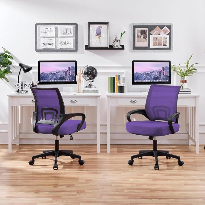 Topeakmart Executive Office Desk Chair Ergonomic Mesh Back Office Chair Adjustable Work Chair with Lumbar Support and Swivel Rolling Wheels for Home Office Conferecne Roon and Study, Purple