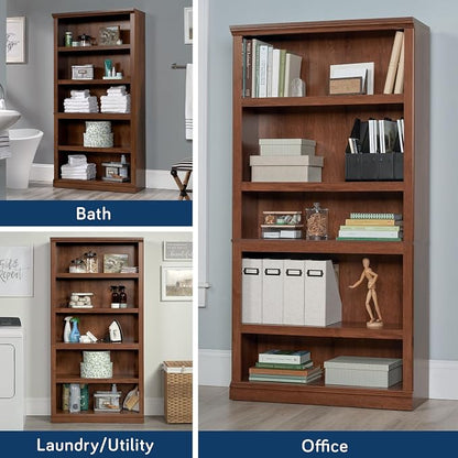 Sauder 5-Shelf Split Bookcase/ Book shelf, Oiled Oak finish