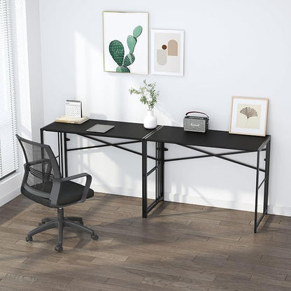 Lutown-Teen Folding Desk 40 inch Writing Gaming Computer Camping Desk, No Assembly Required Home Office Table, Black