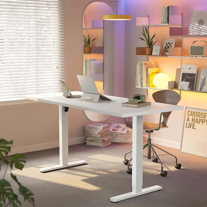 HUANUO 71 x 30 inch Electric Standing Desk Adjustable Height, 4 Memory Height Settings, Sit Stand Up Desk for Home Office & Computer Workstation, White