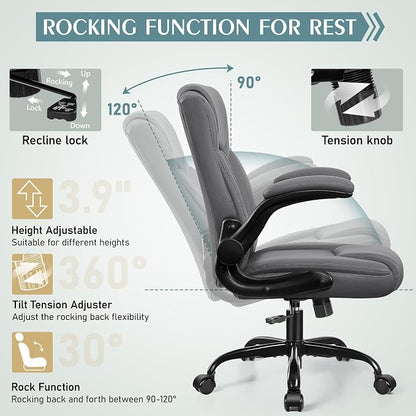 Leather Office Chair, PU Home Computer Desk Chairs with Ergonomic Back Support, 360°Swivel Free，Small Gaming Chair with Wheels and Adjustable Armrests, for Short People Use