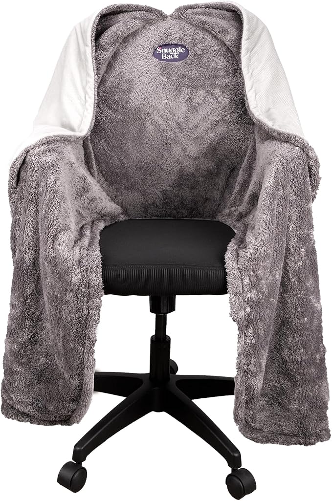 The Original Office Chair Blanket by SnuggleBack; Cozy Comfy Office Desk Chair Wrap Attaches for Hands-Free Warmth. Stay Warm In The Winter or Summer. (Grey Pattern Fleece)